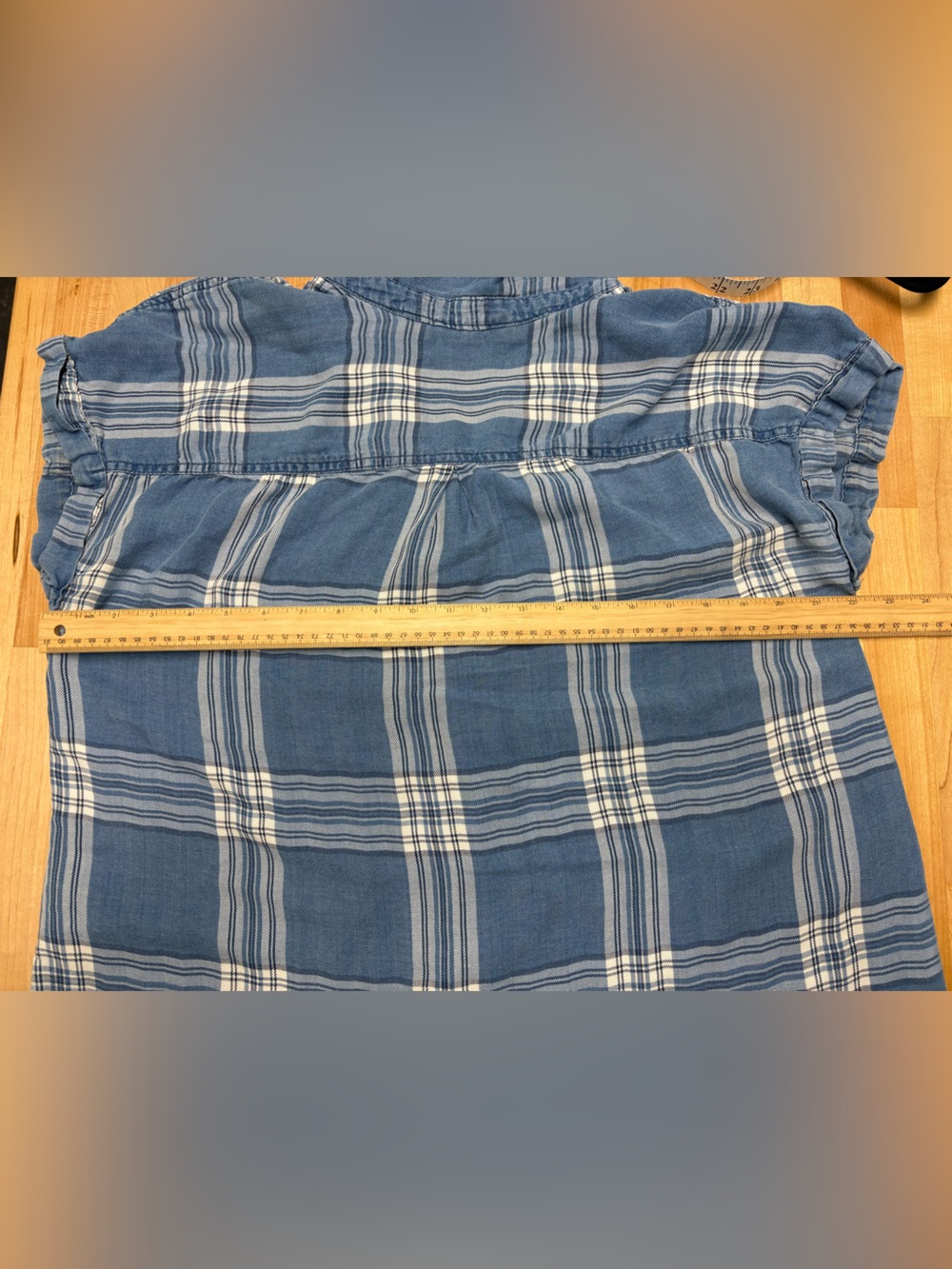 Womens Blue Plaid Button-Front Shirt - Carve Collective - Picture 4 of 5